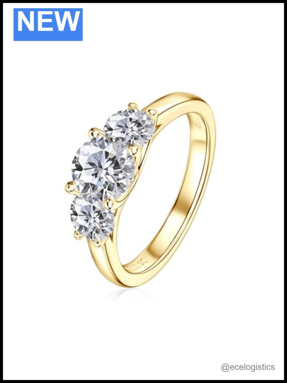 3-Stone Moissanite Engagement Ring 925 Sterling Silver 2.0cttw Wedding